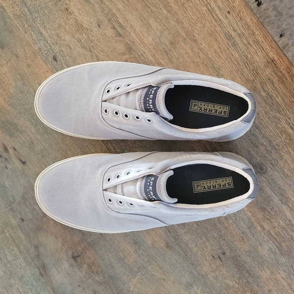 Sperry slip on canvas shoes